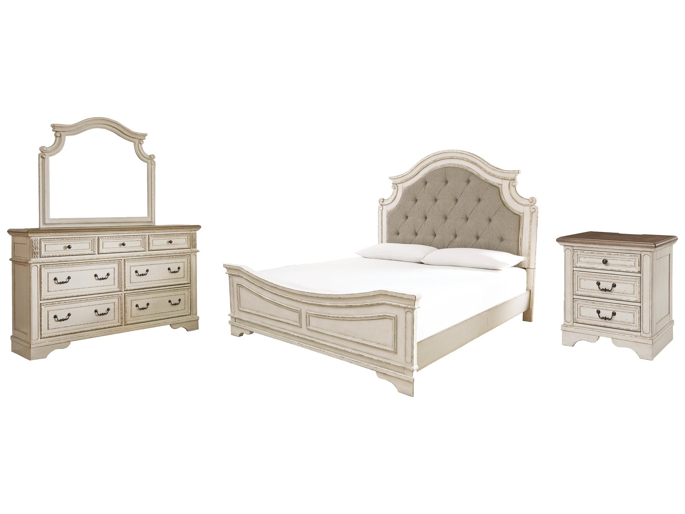 Realyn Chipped King Bedroom Set, White