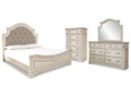 Realyn Chipped King Panel Upholstered Bedroom Set, White