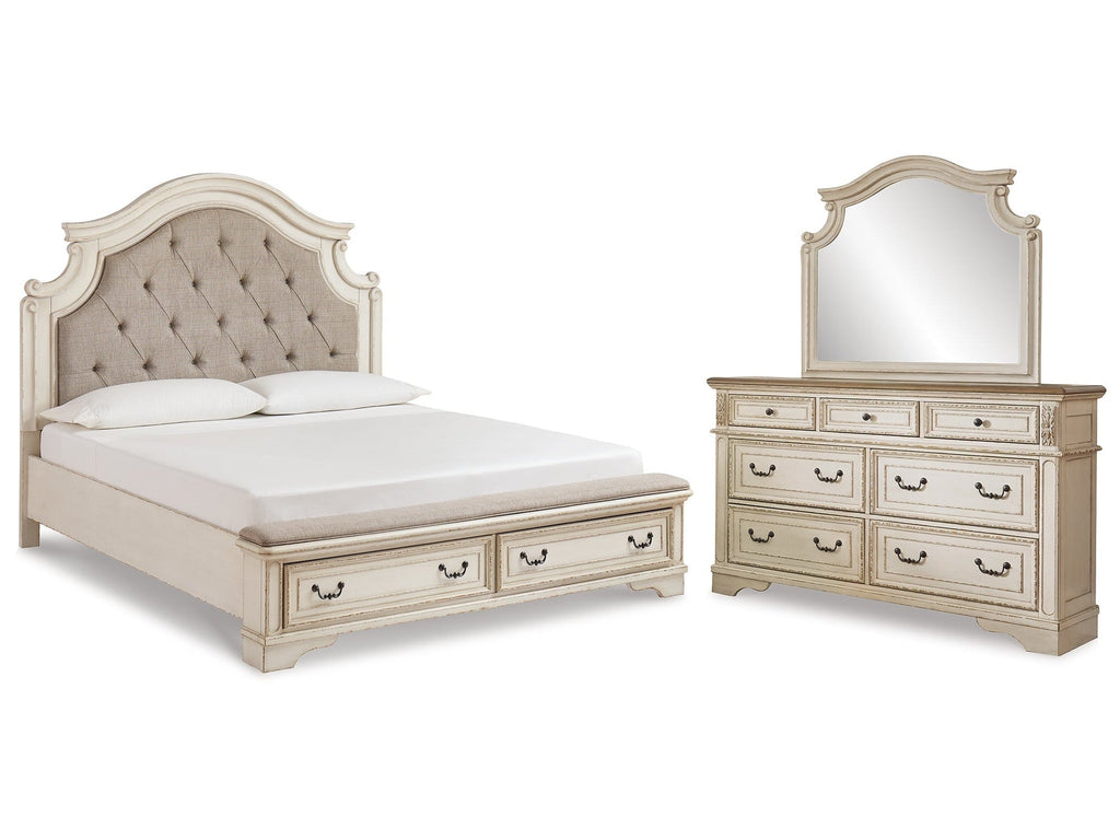 Realyn Chipped King Upholstered Bedroom Set, White