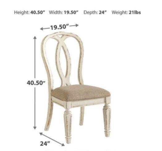 Realyn Chipped White Oval Dining Room Set / 5pc (Oval back)
