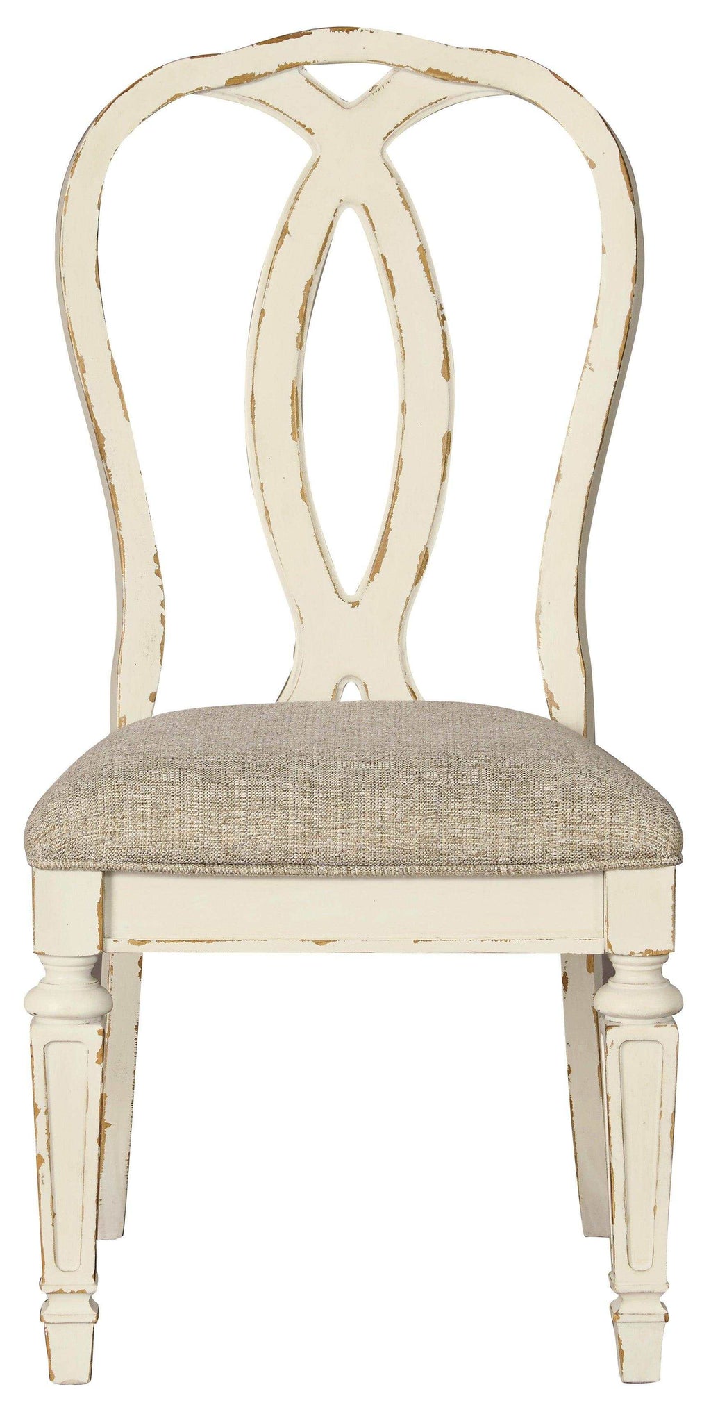 Realyn Chipped White Oval Dining Room Set / 5pc (Oval back)