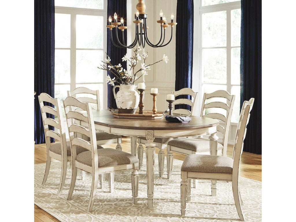 Realyn Chipped Oval Dining Room Set / 7 Pc, White