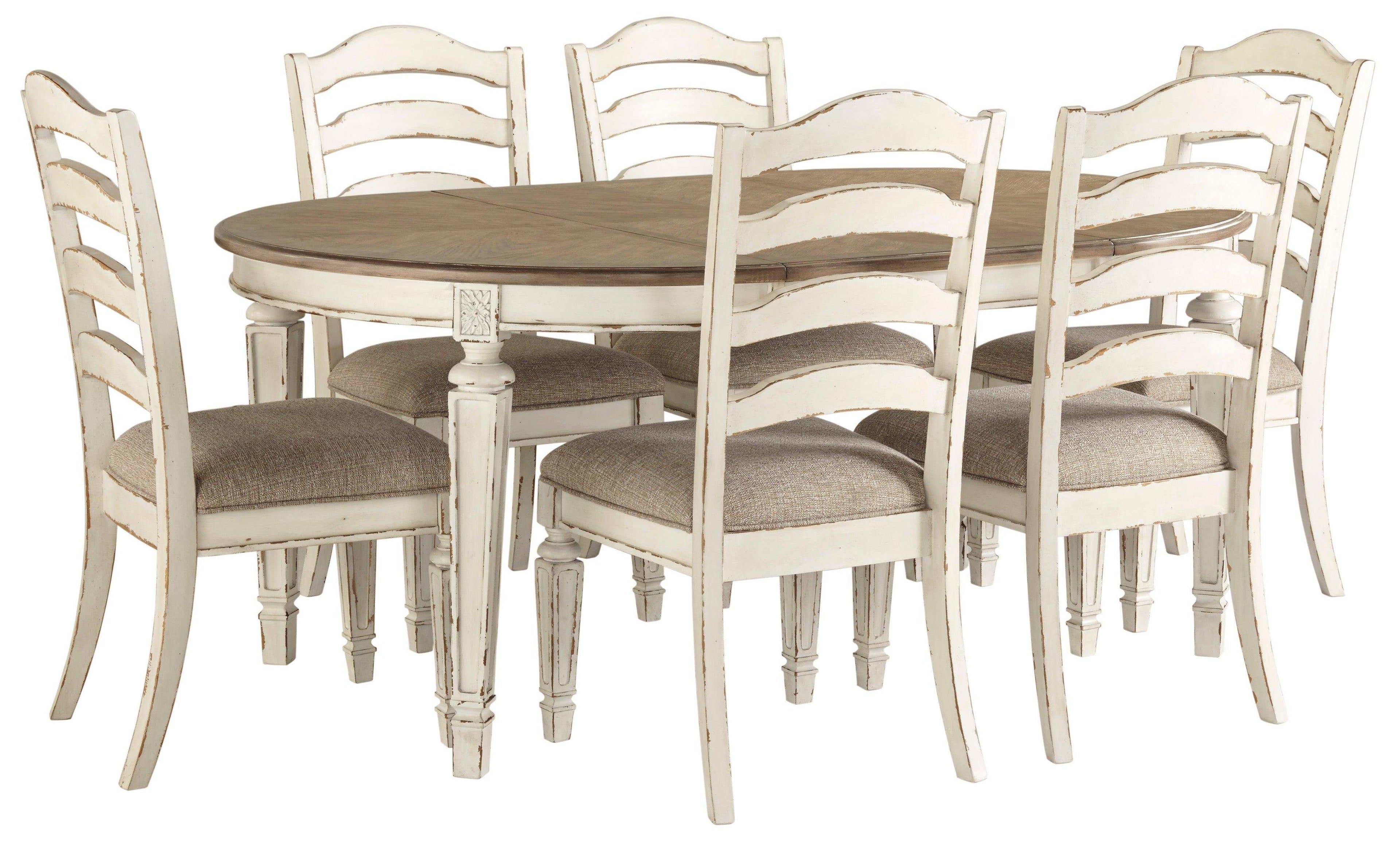 Realyn Chipped Oval Dining Room Set / 7 Pc, White