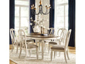 Realyn Chipped White Oval Dining Room Set / 7pc with Ribbon-Back