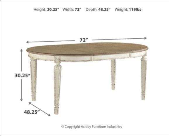 Realyn Chipped White Oval Dining Room Set / 7pc with Ribbon-Back