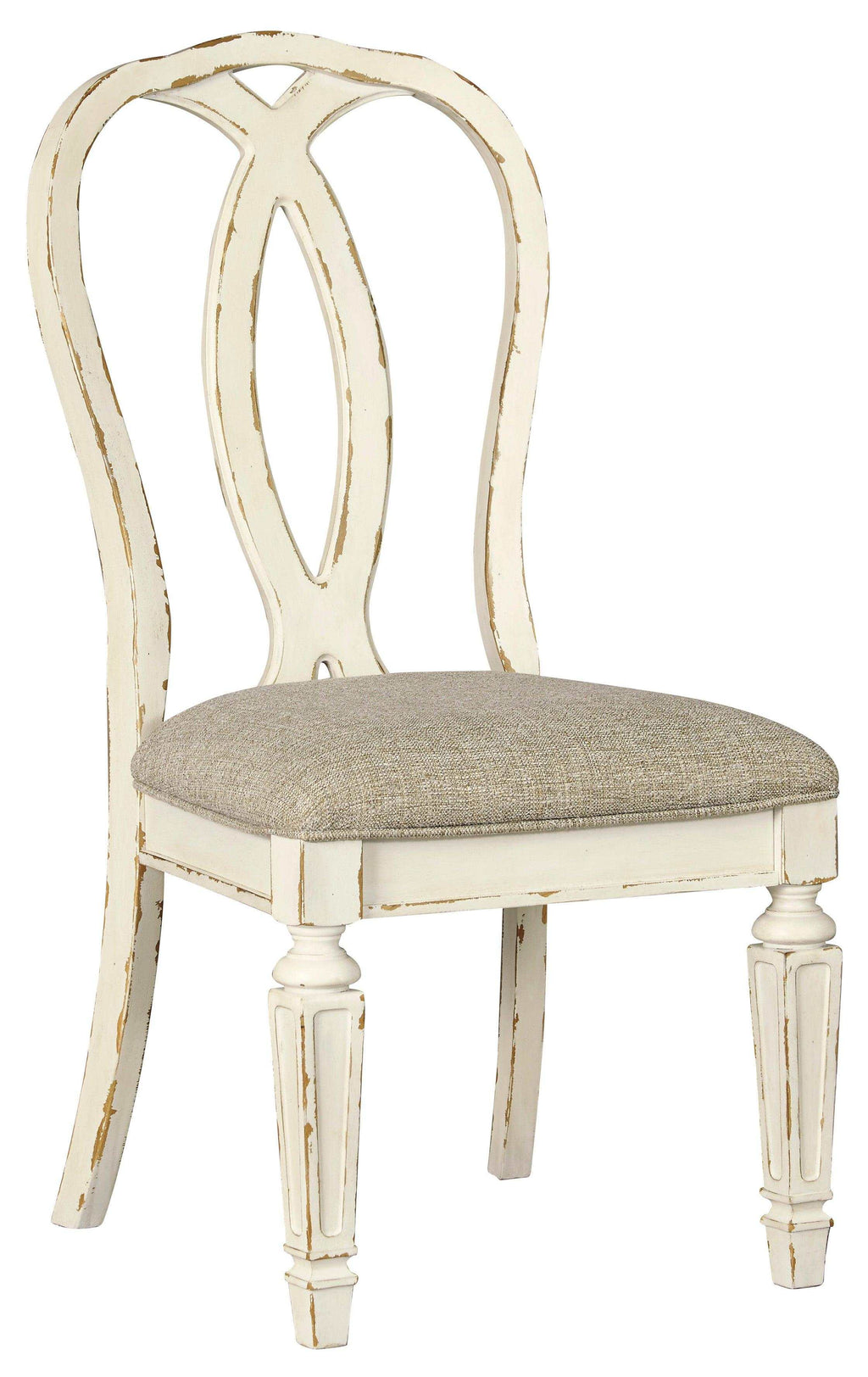 Realyn Chipped White Oval Dining Room Set / 7pc with Ribbon-Back