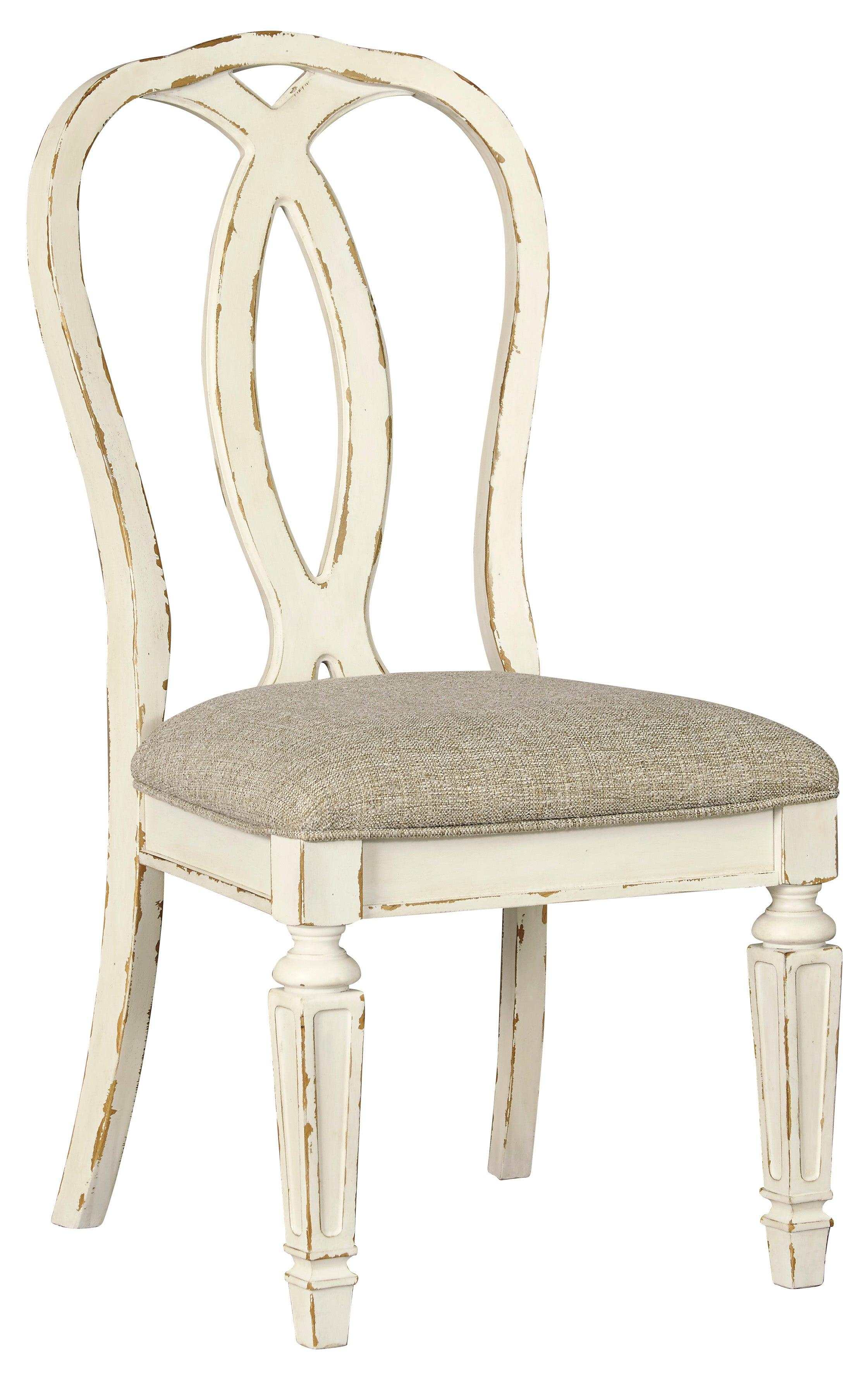 Realyn Chipped White Oval Dining Room Set / 7pc with Ribbon-Back
