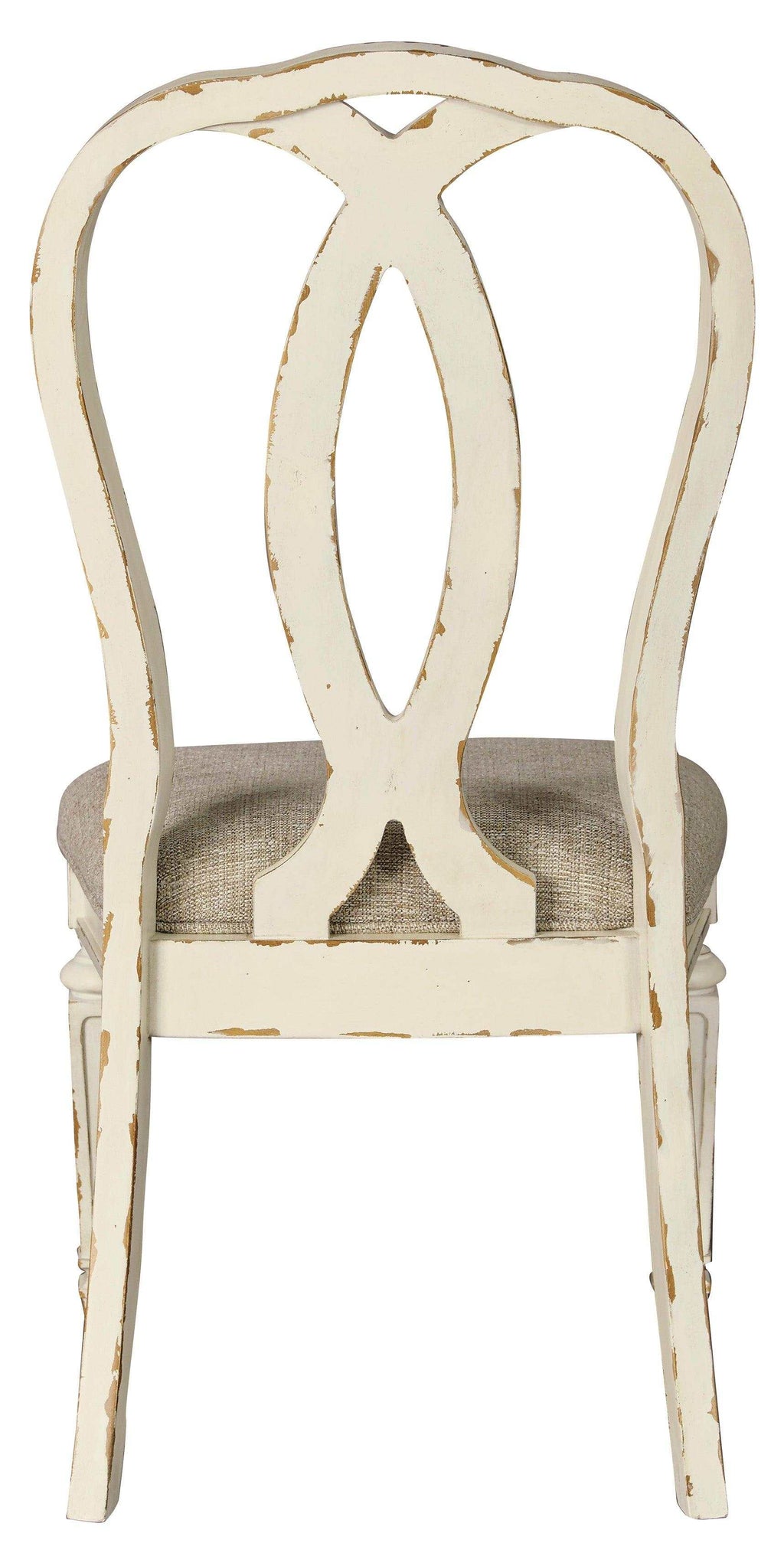 Realyn Chipped White Oval Dining Room Set / 7pc with Ribbon-Back