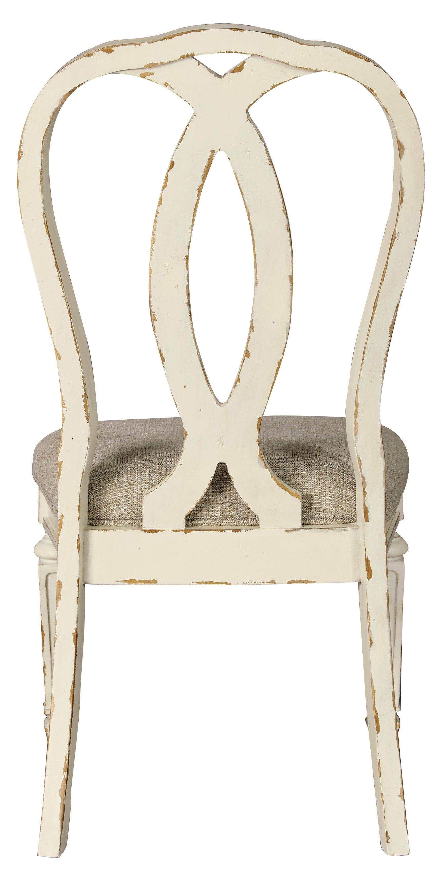 Realyn Chipped White Oval Dining Room Set / 7pc with Ribbon-Back