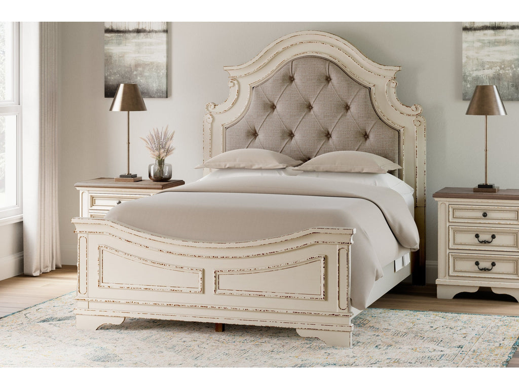 Realyn Queen Upholstered Panel Bedroom Set with 2 Nightstands