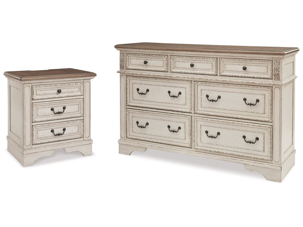 Realyn Two-tone Dresser and 2 Nightstands