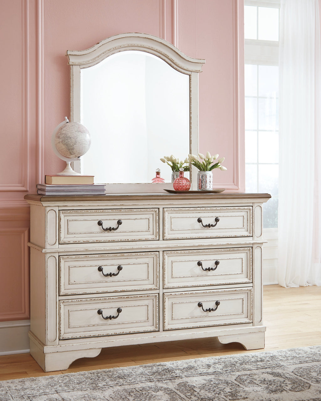Realyn Two-tone Full Panel Bedroom Set with Dresser and Mirror