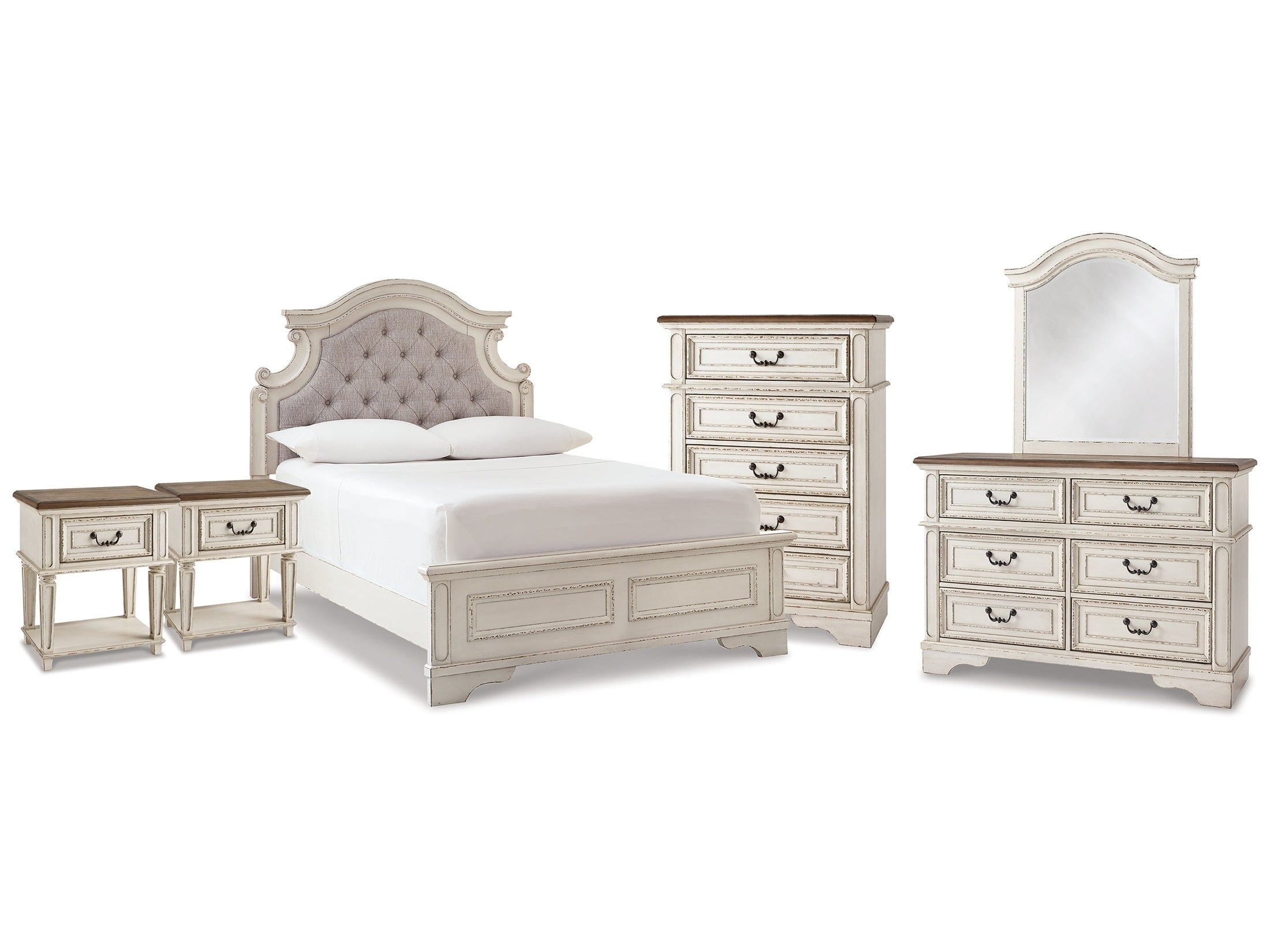 Realyn Full Upholstered Panel Bedroom Set, Two-Tone