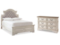 Realyn Two-tone Full Upholstered Panel Bedroom Set with Dresser