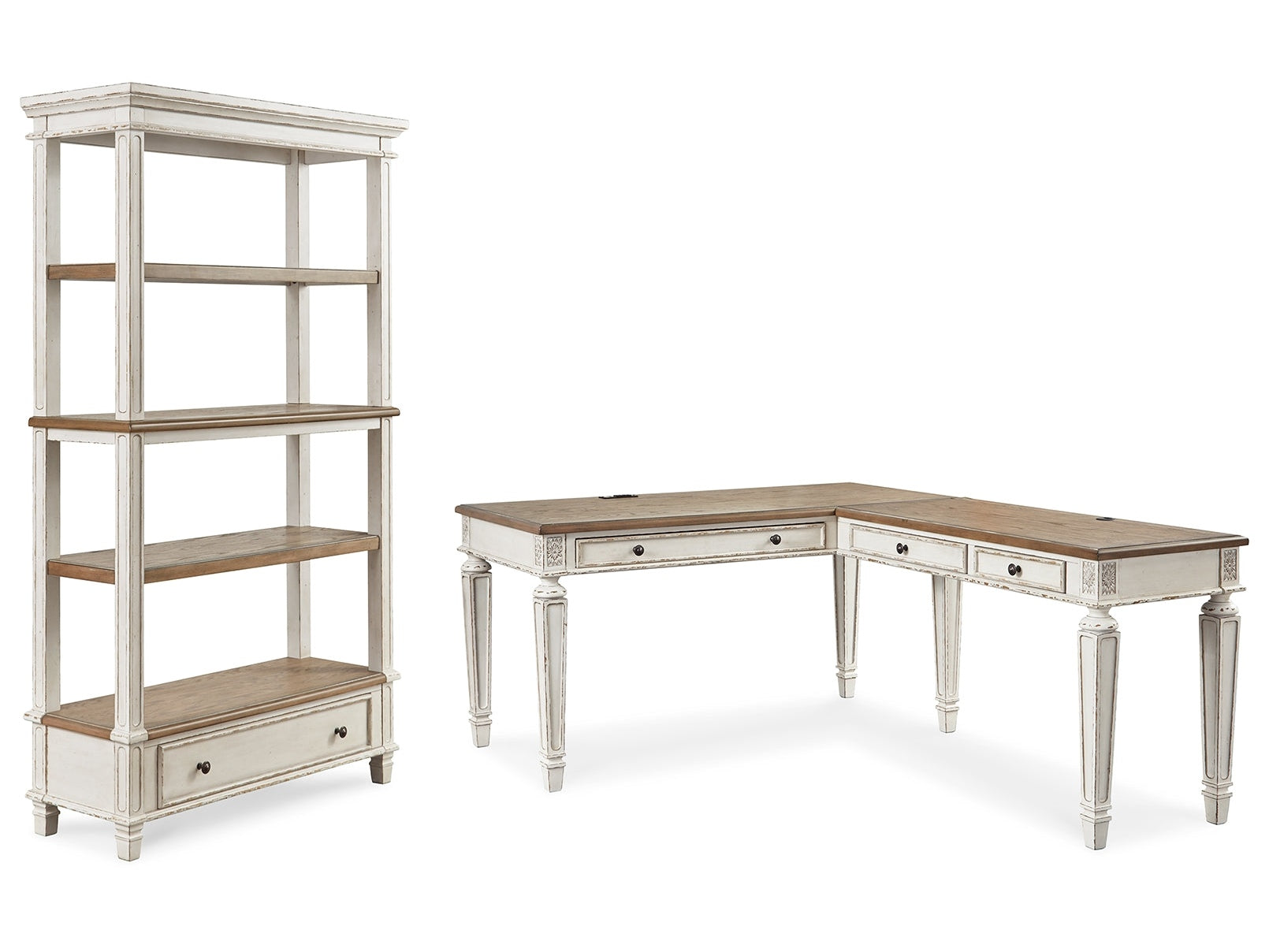 Realyn Two-tone Home Office Desk & Bookcase