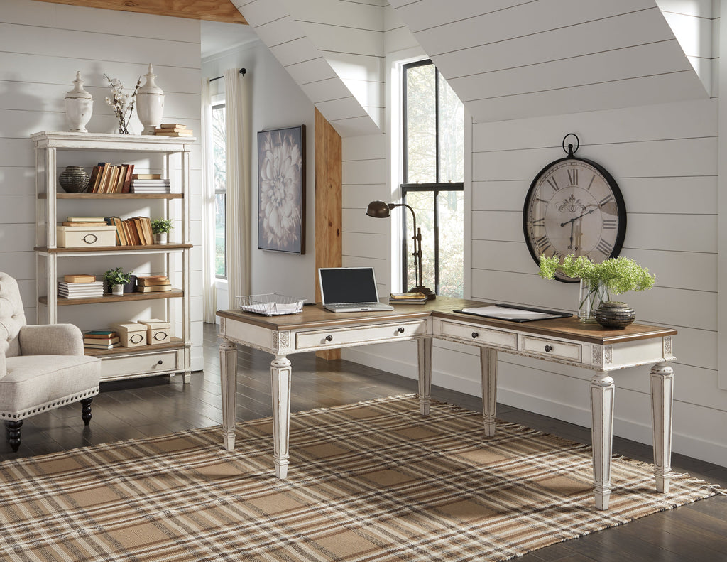 Realyn Two-tone Home Office Desk & Bookcase
