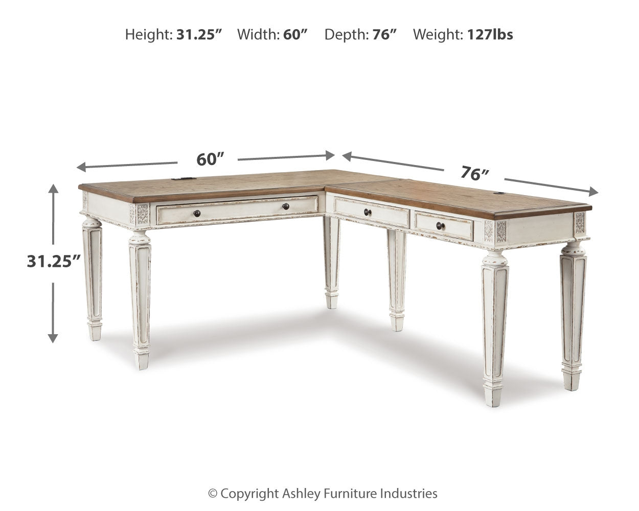 Realyn Two-tone Home Office Desk & Bookcase