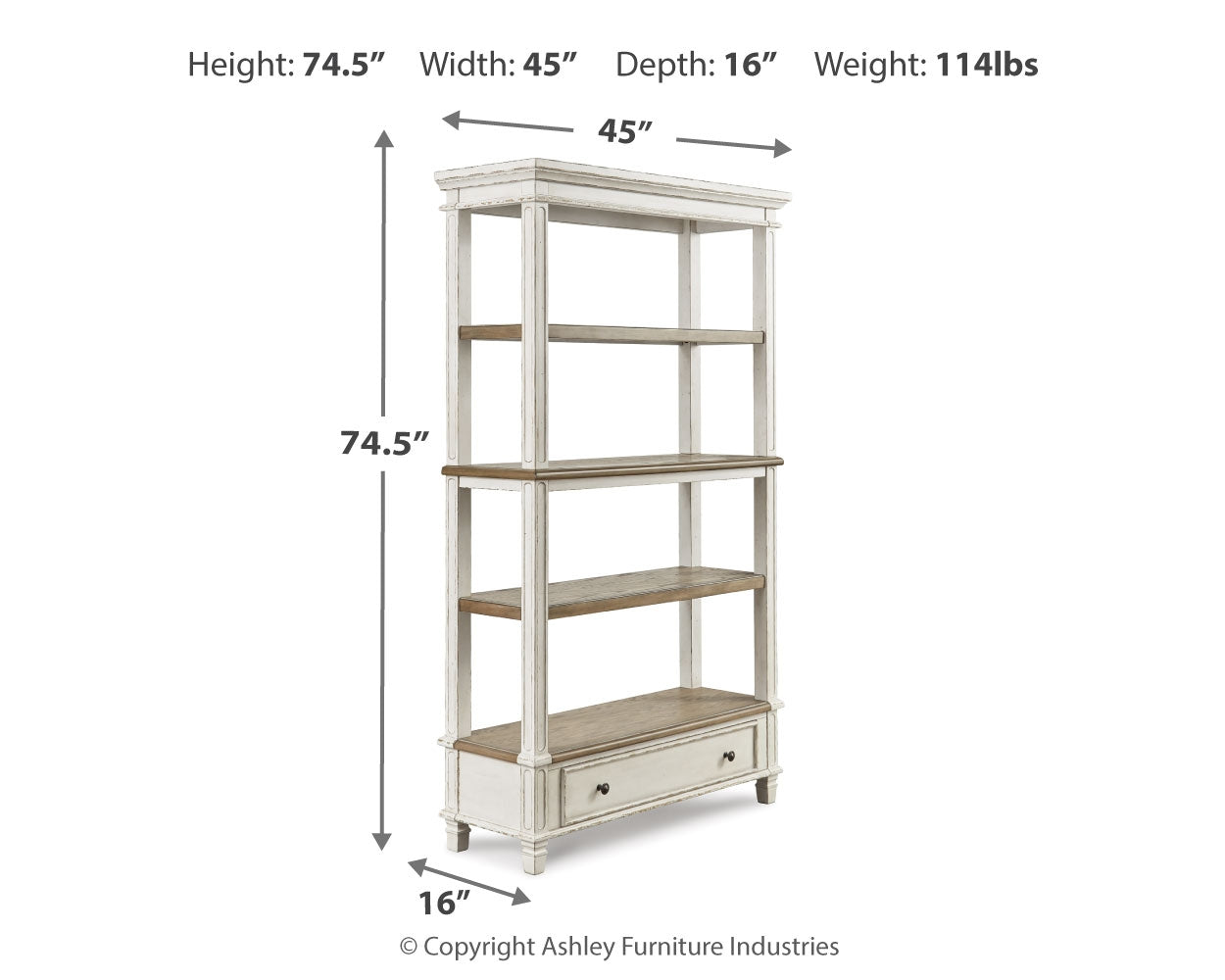 Realyn Two-tone Home Office Desk & Bookcase