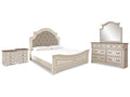Realyn Two-tone King Panel Bed & Dresser & Mirror & 2 Nightstands