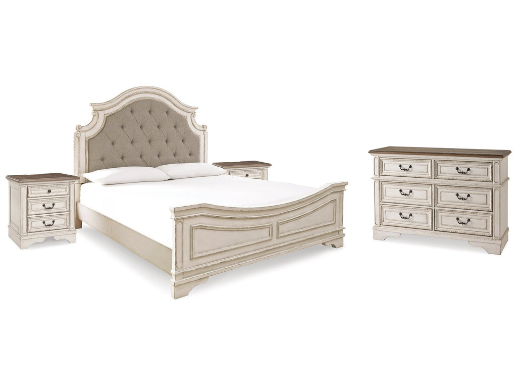 Realyn Two-tone King Panel Bedroom Set with Dresser and 2 Nightstands
