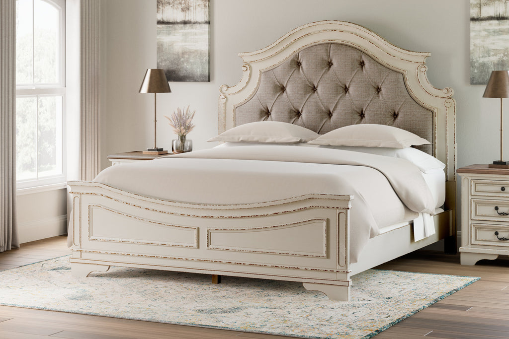 Realyn Two-tone King Panel Bedroom Set with Dresser and 2 Nightstands