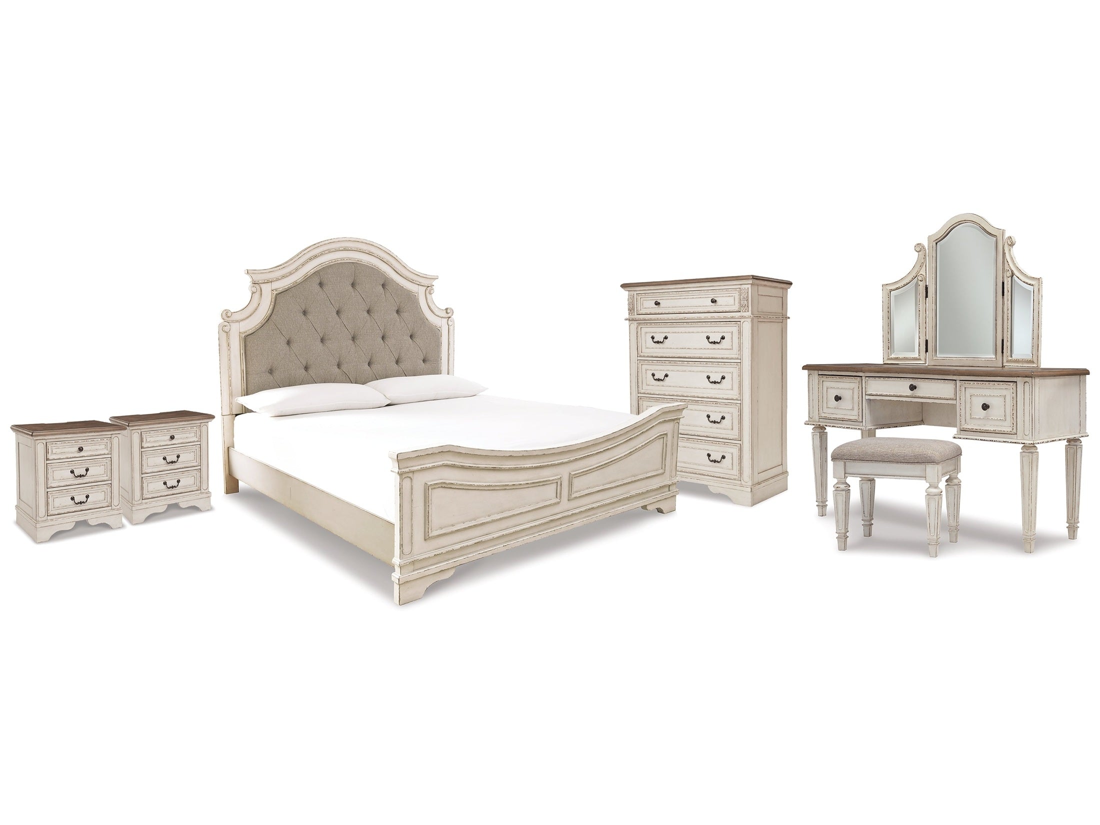 Realyn King Panel Bedroom Set, Two-Tone