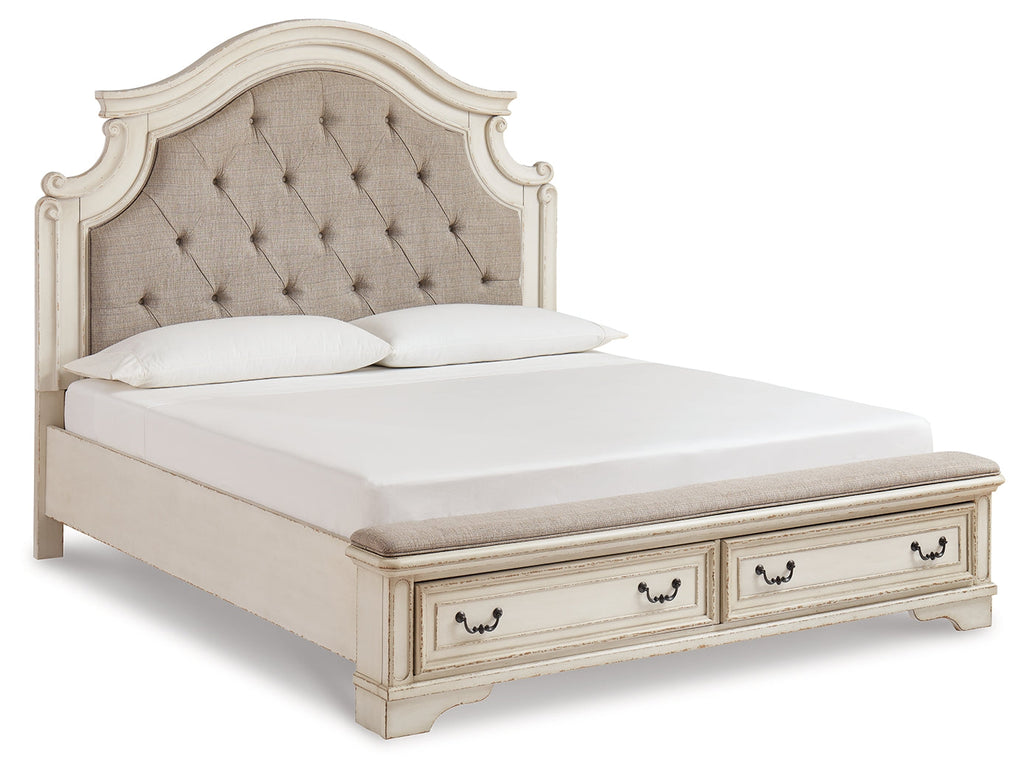 Realyn Two-tone King Storage Bedroom Set with Chest and 2 Nightstands