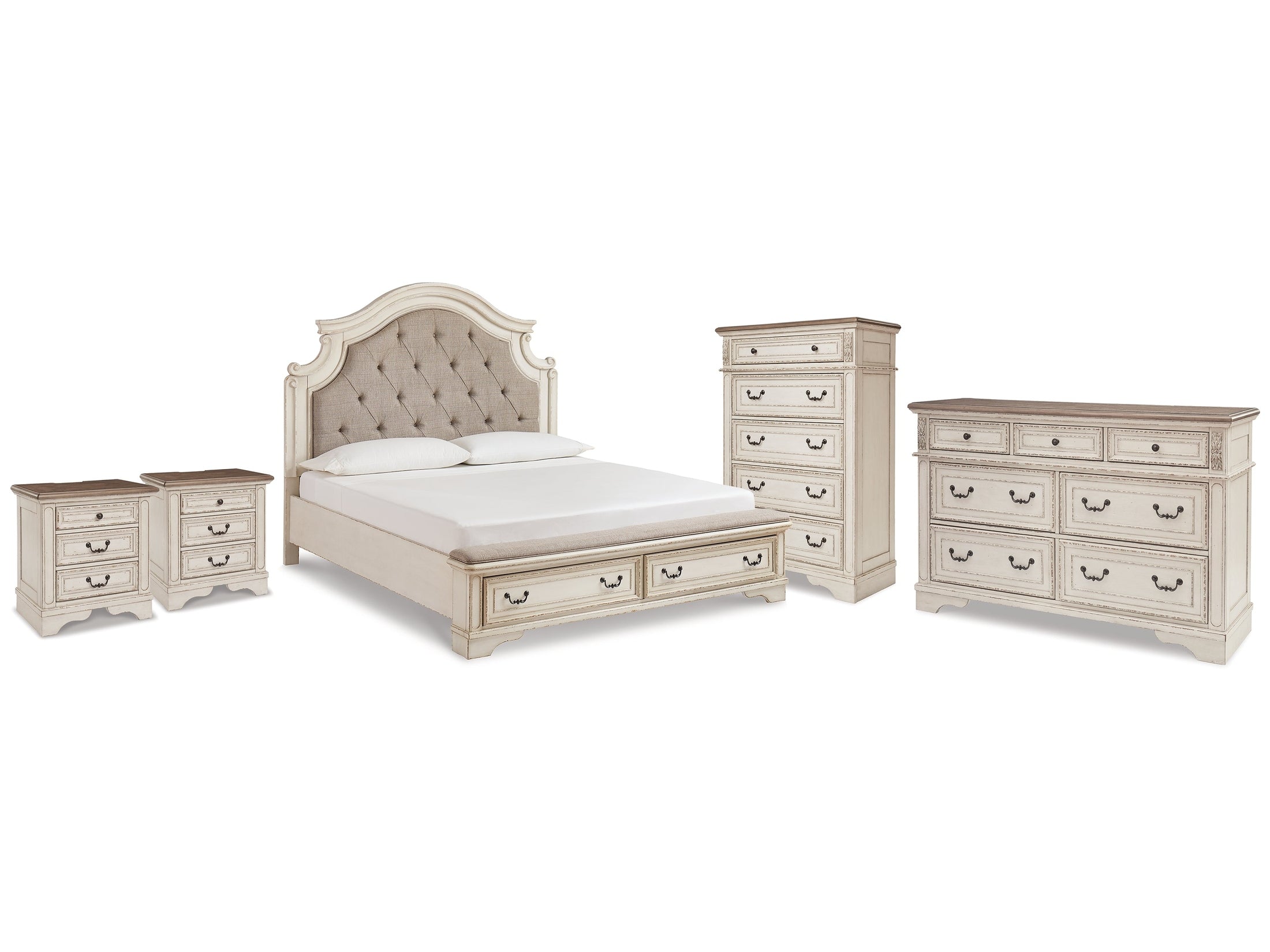 Realyn King Storage Bedroom Set, Two-Tone