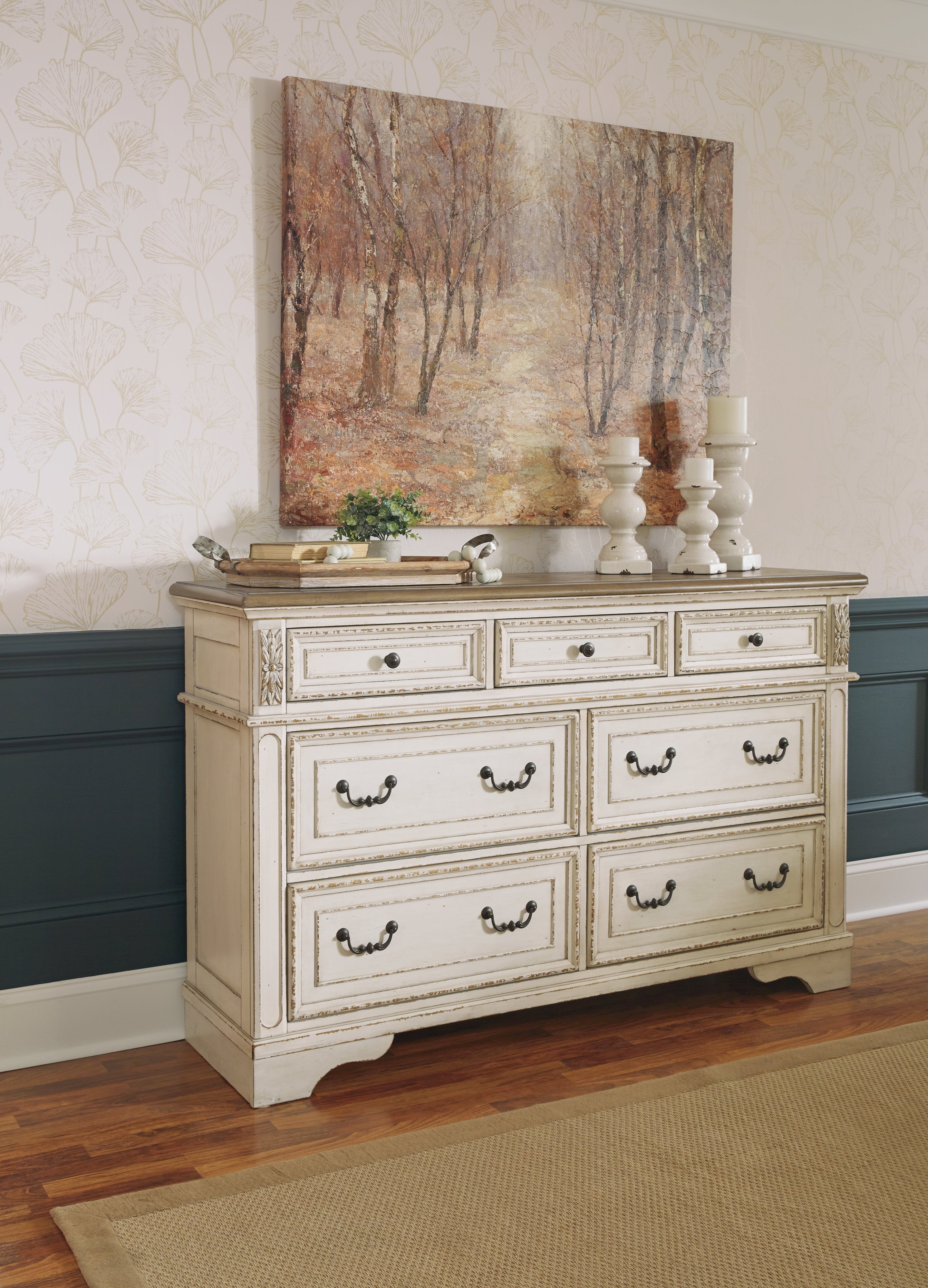 Realyn Two-tone King Storage Bedroom Set with Dresser and Nightstand