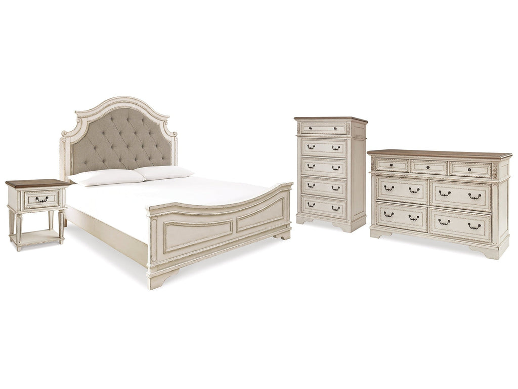Realyn King Upholstered Panel Bedroom Set, Two-Tone