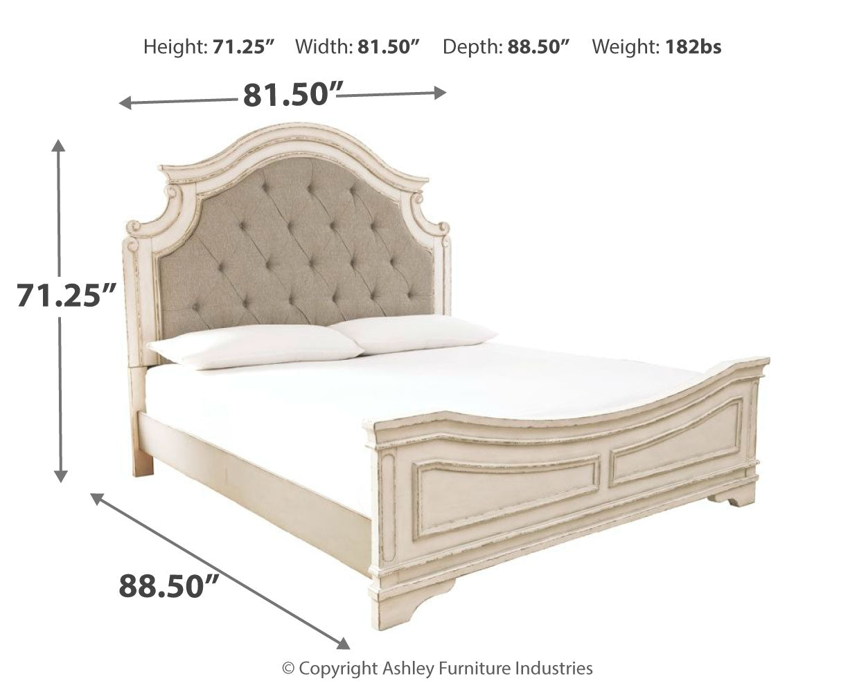 Realyn King Upholstered Panel Bedroom Set, Two-Tone
