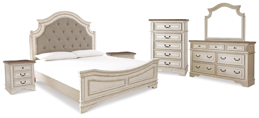 Realyn King Upholstered Panel Bedroom Set, Two-Tone