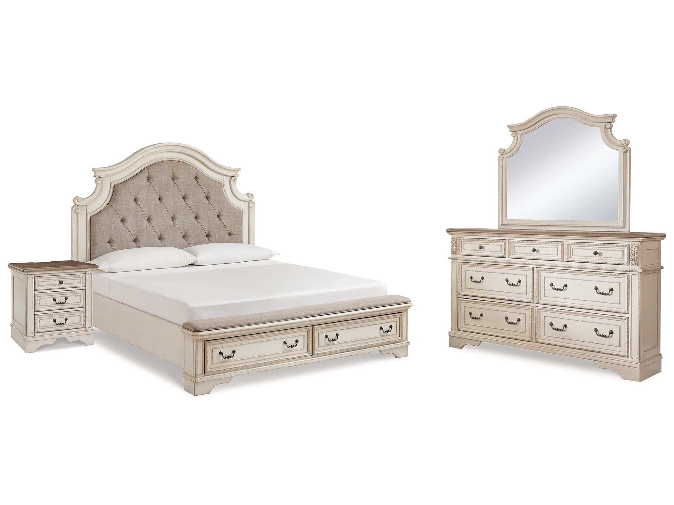Realyn King Upholstered Panel Bedroom Set, Two-Tone