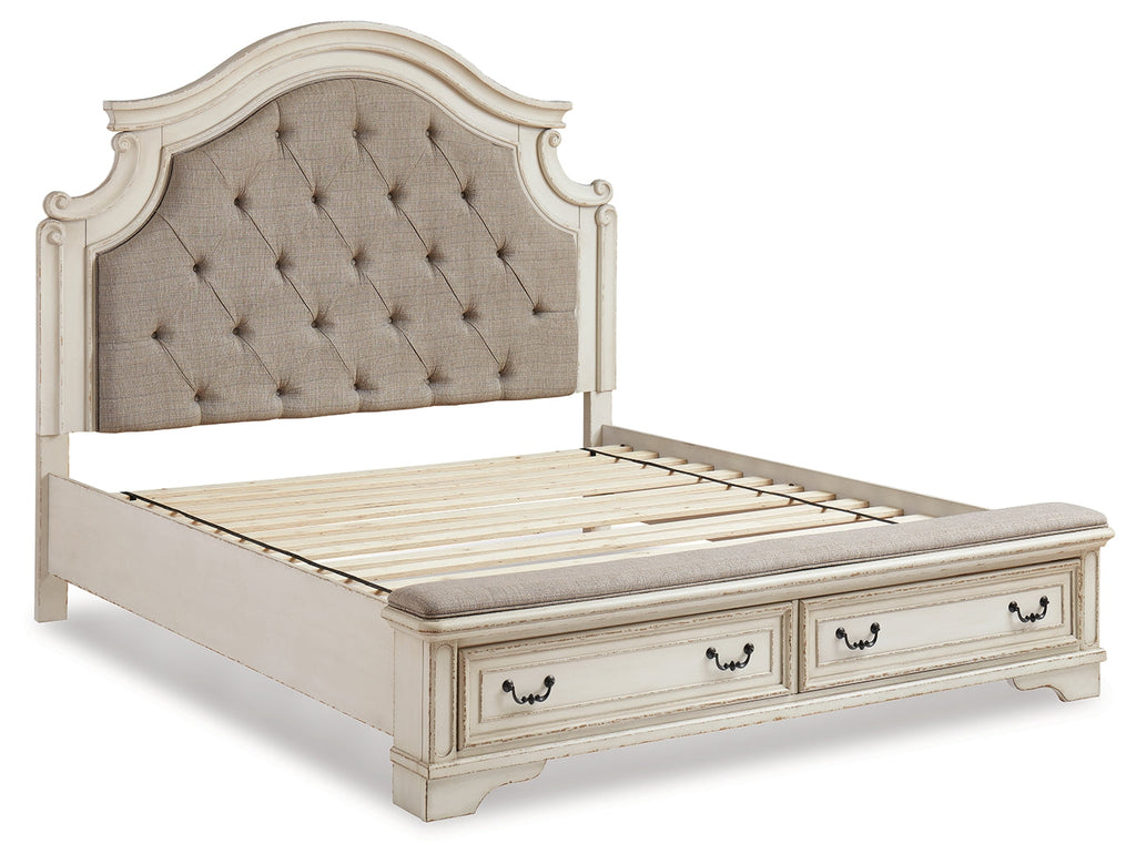 Realyn King Upholstered Panel Bedroom Set, Two-Tone