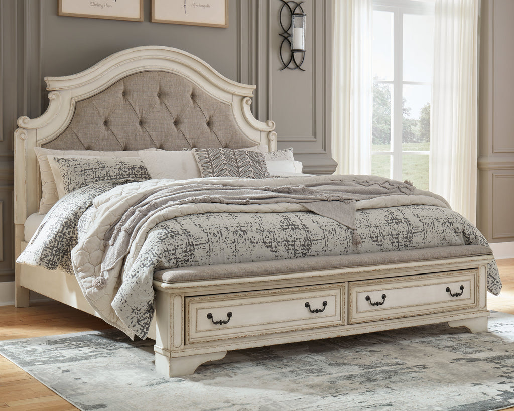 Realyn King Upholstered Panel Bedroom Set, Two-Tone