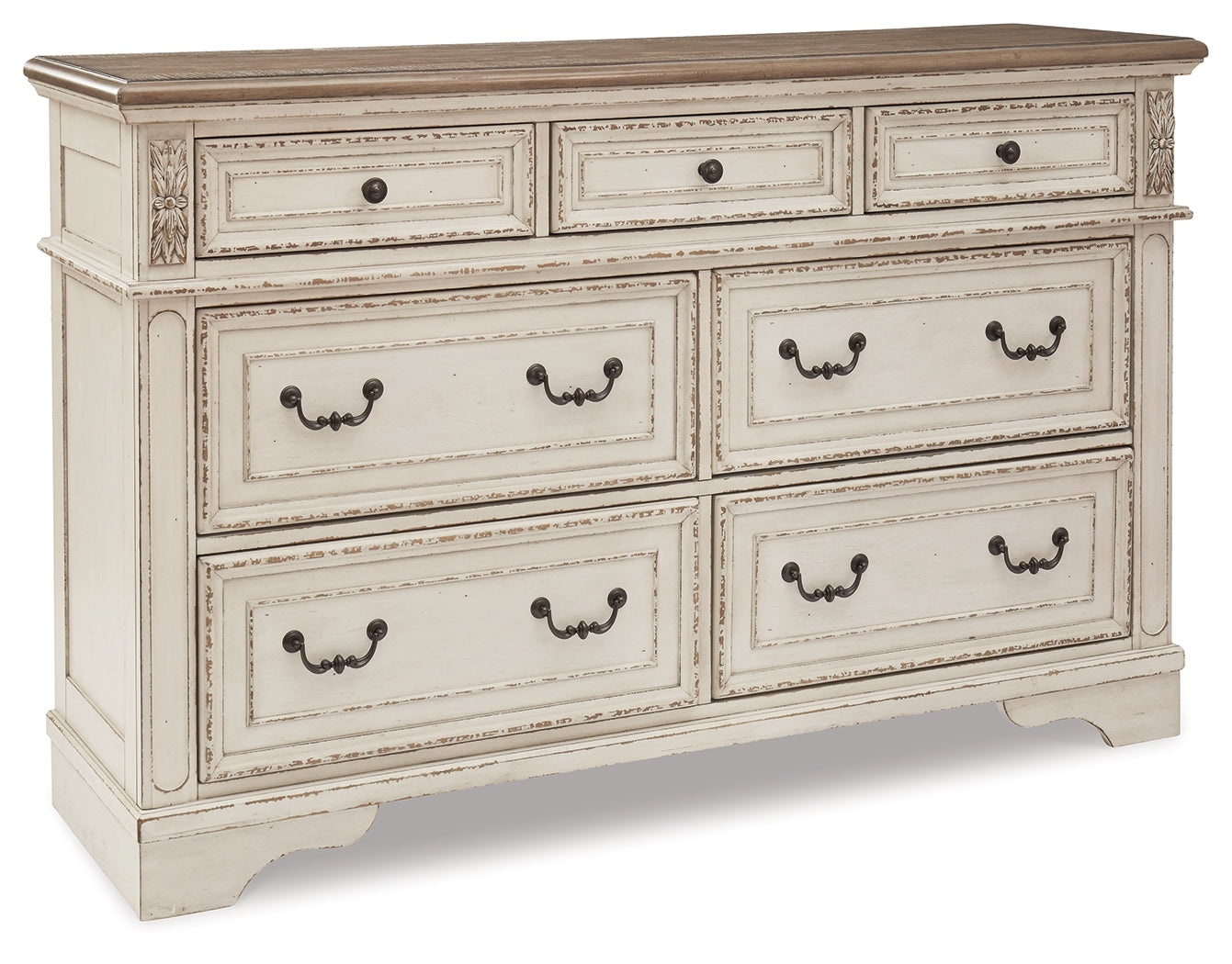Realyn Two-tone King Upholstered Panel Bedroom Set with Dresser