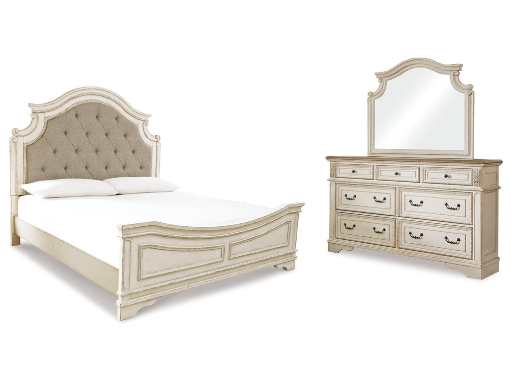 Realyn King Upholstered Panel Bedroom Set, Two-Tone