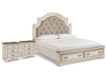 Realyn King Upholstered Panel Storage Bedroom Set, Two-Tone