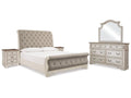 Realyn King Upholstered Sleigh Bedroom Set, Two-Tone