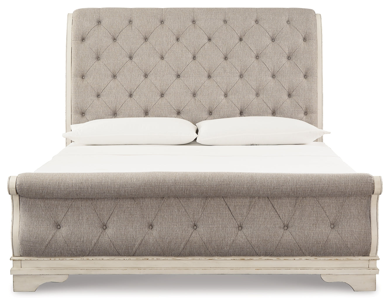Realyn King Upholstered Sleigh Bedroom Set, Two-Tone
