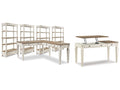 Realyn Two-tone Lift-top Desk, L-shaped Desk and 4 Bookcases