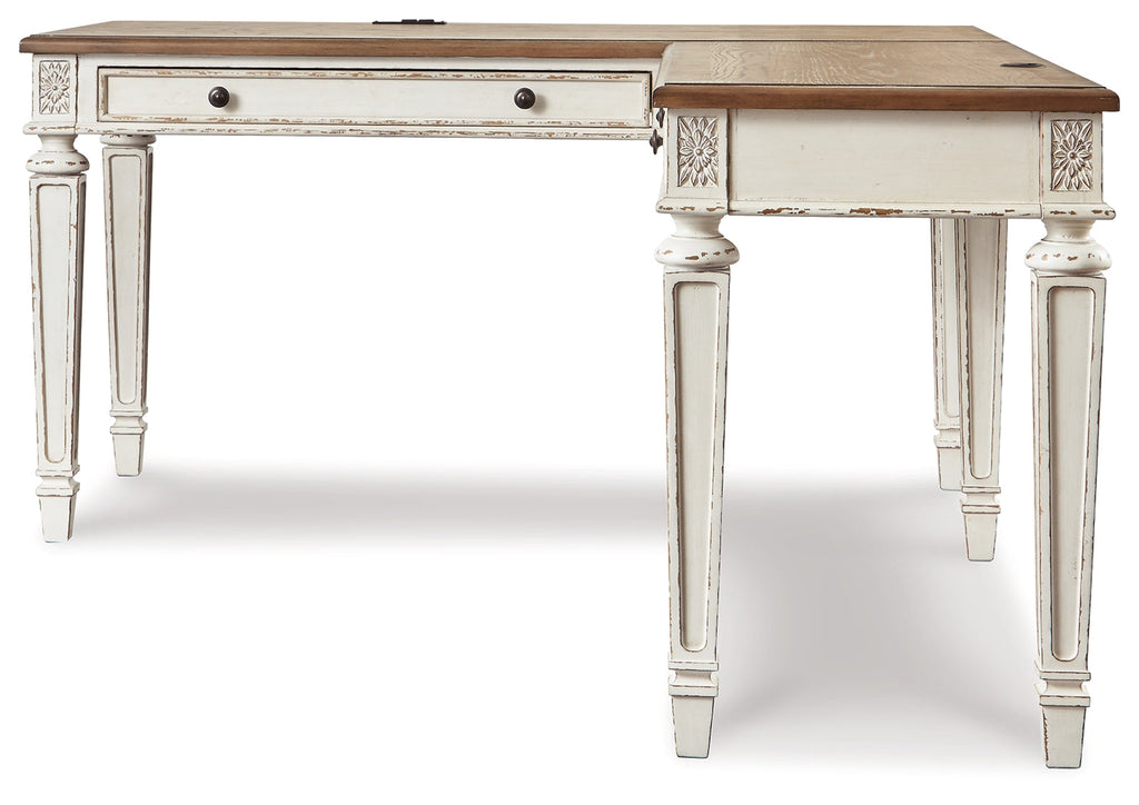 Realyn Two-tone Lift-top Desk, L-shaped Desk and 4 Bookcases
