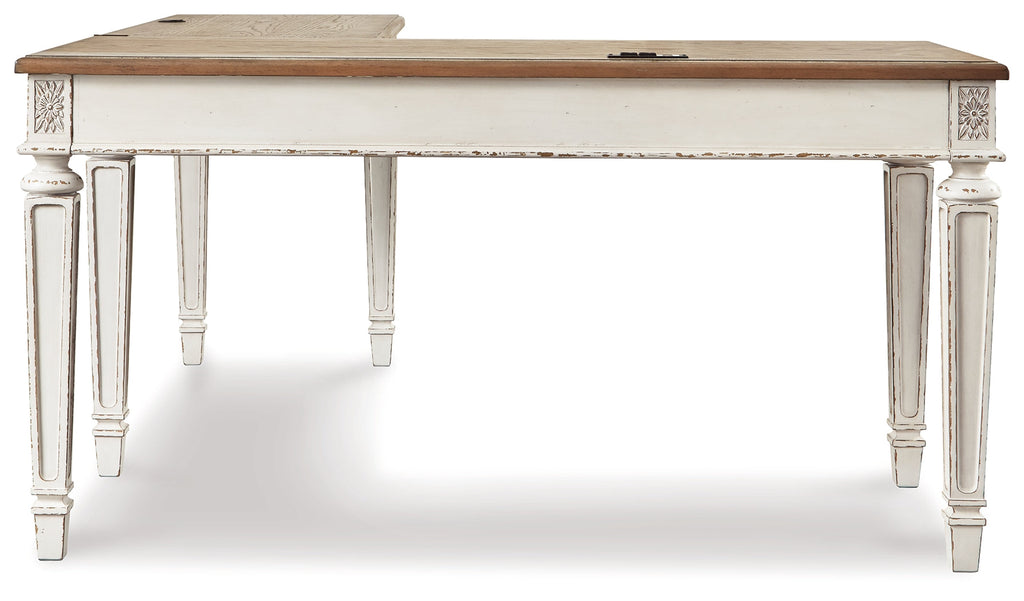 Realyn Two-tone Lift-top Desk, L-shaped Desk and 4 Bookcases