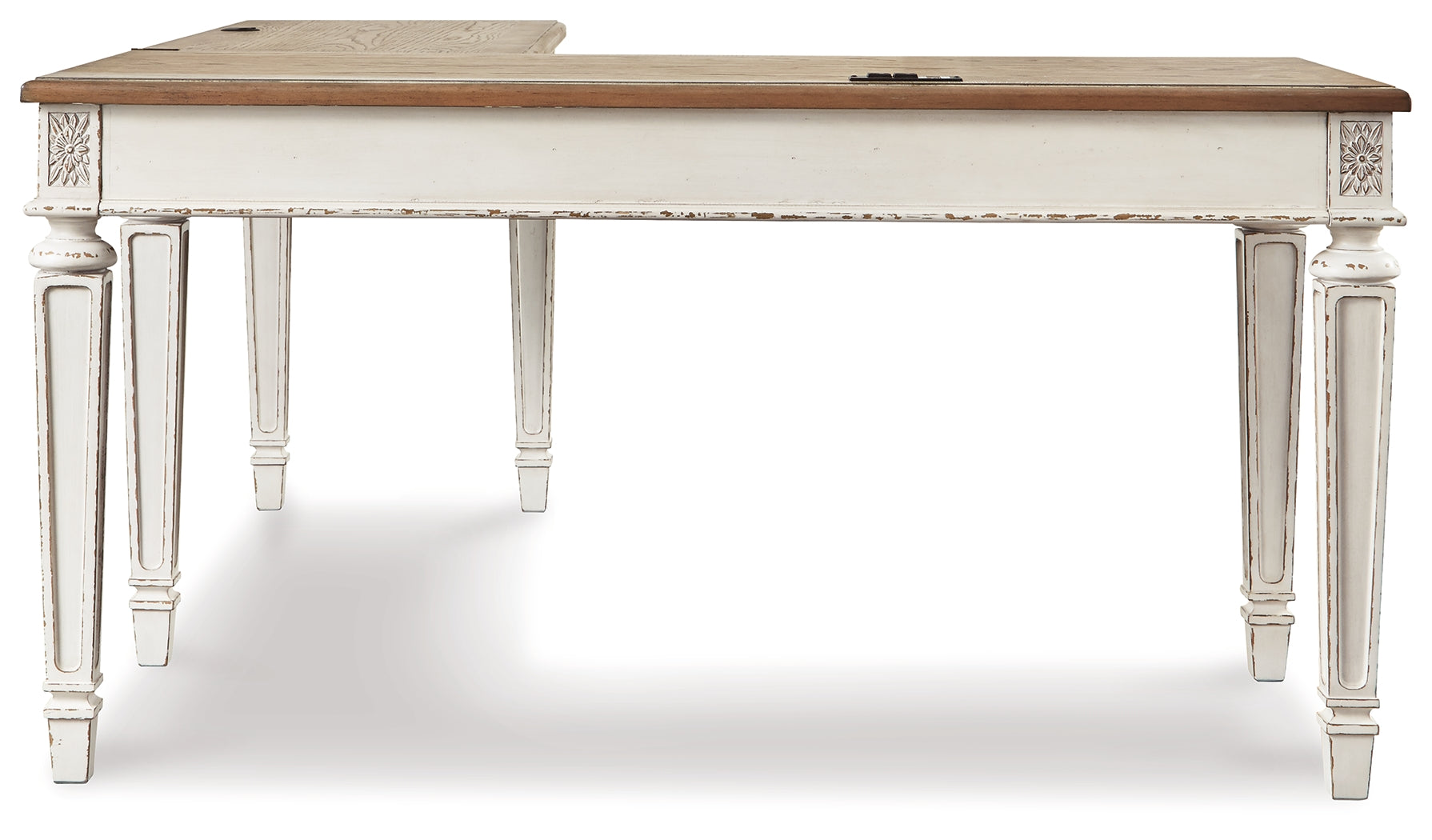 Realyn Two-tone Lift-top Desk, L-shaped Desk and 4 Bookcases