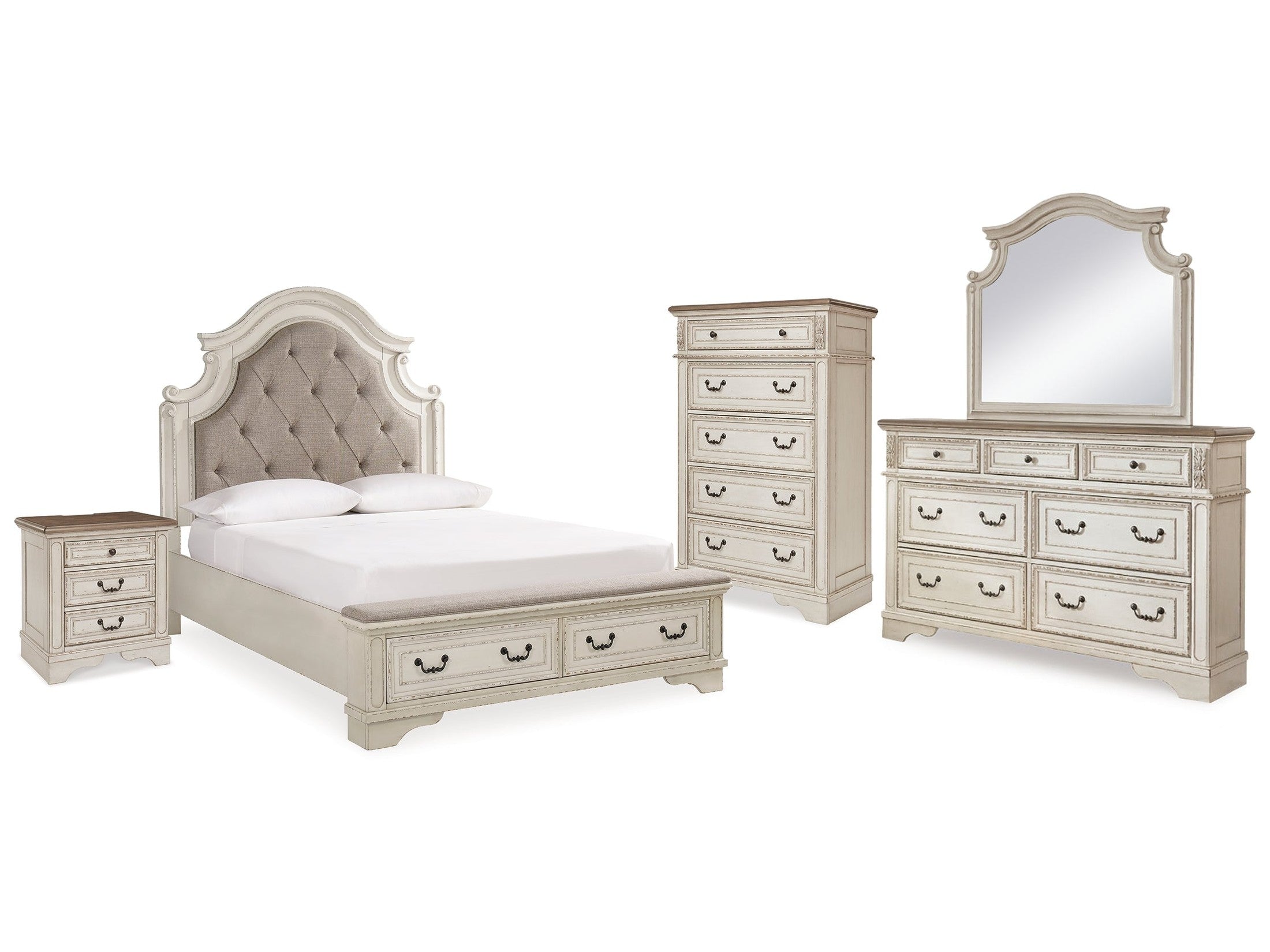 Realyn Queen Upholstered Bedroom Set, Two-Tone