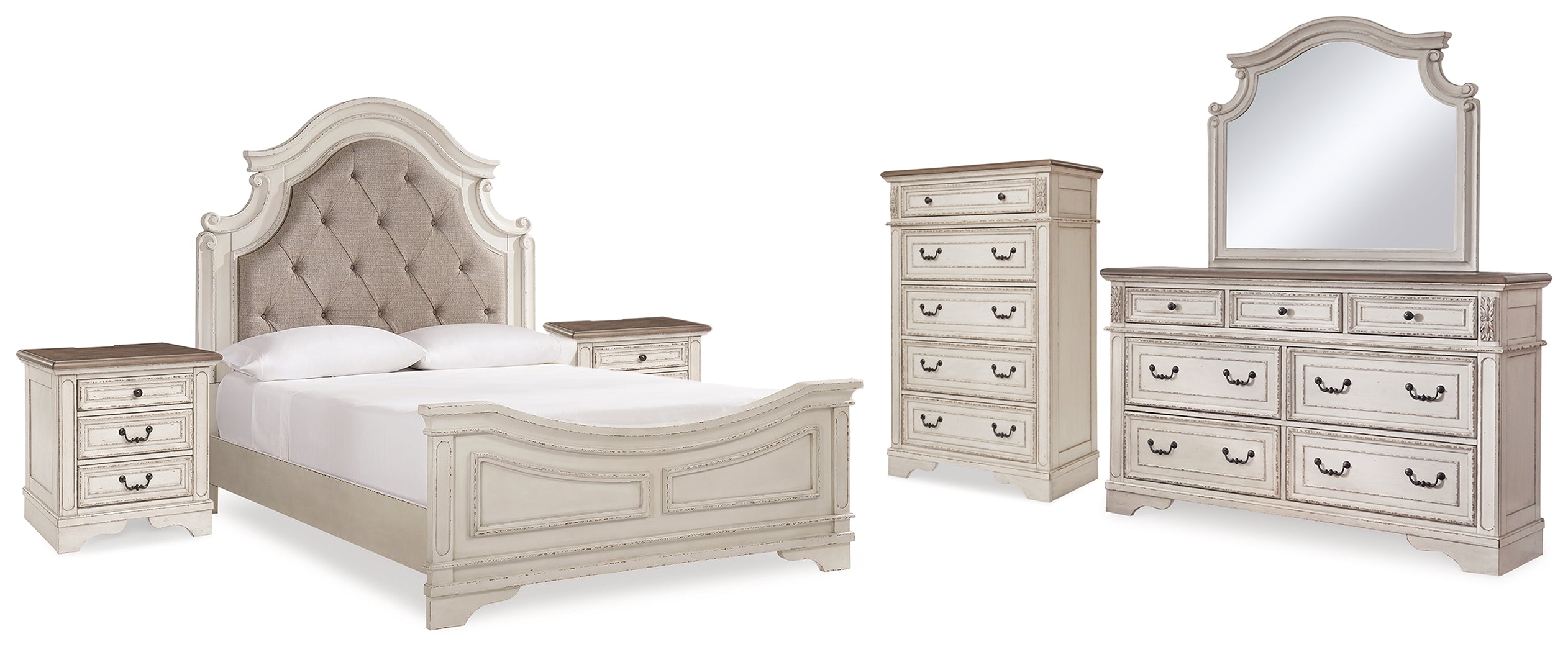 Realyn Queen Upholstered Panel Bedroom Set, Two-Tone