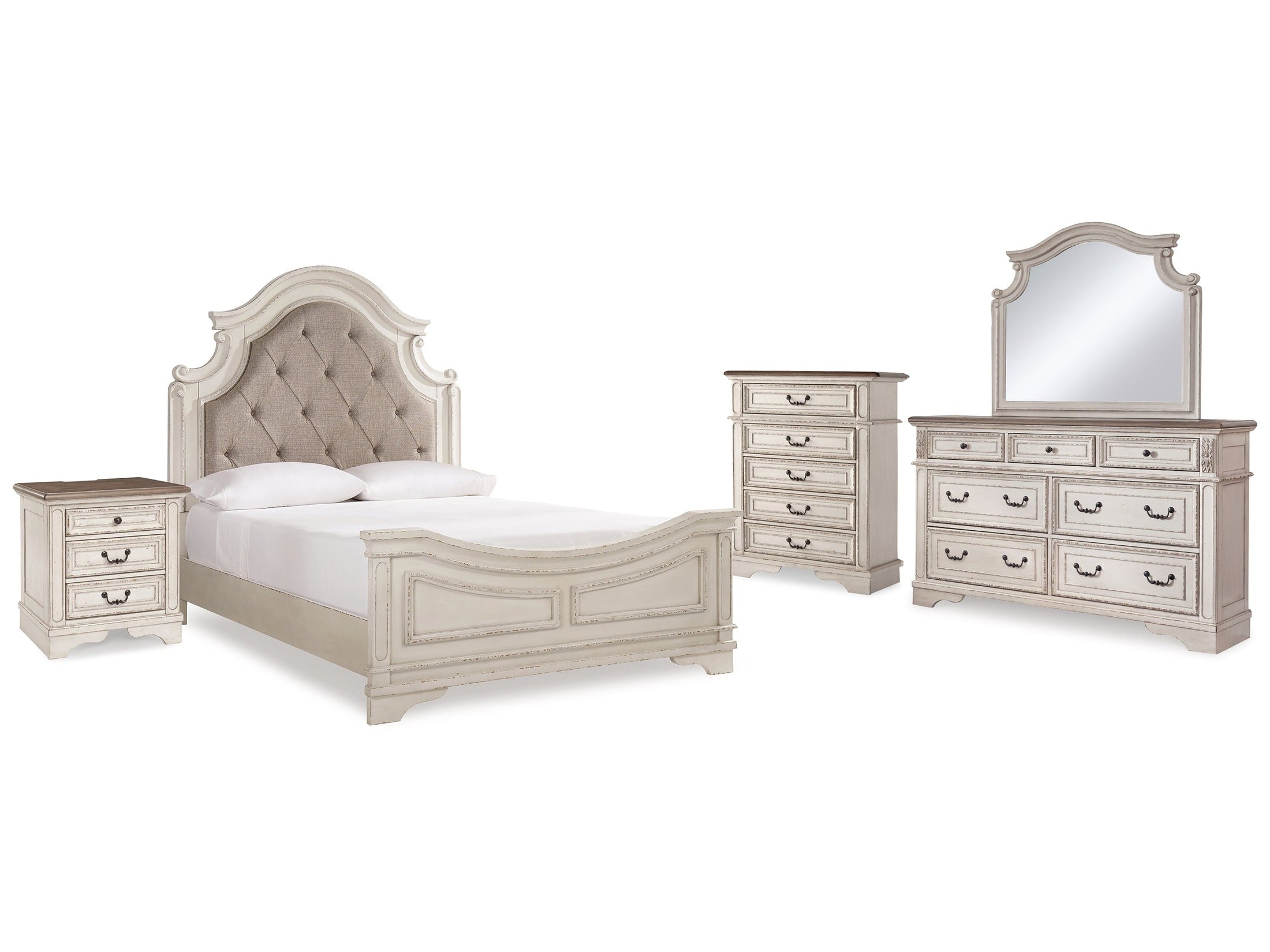 Realyn Queen Upholstered Panel Bedroom Set, Two-Tone