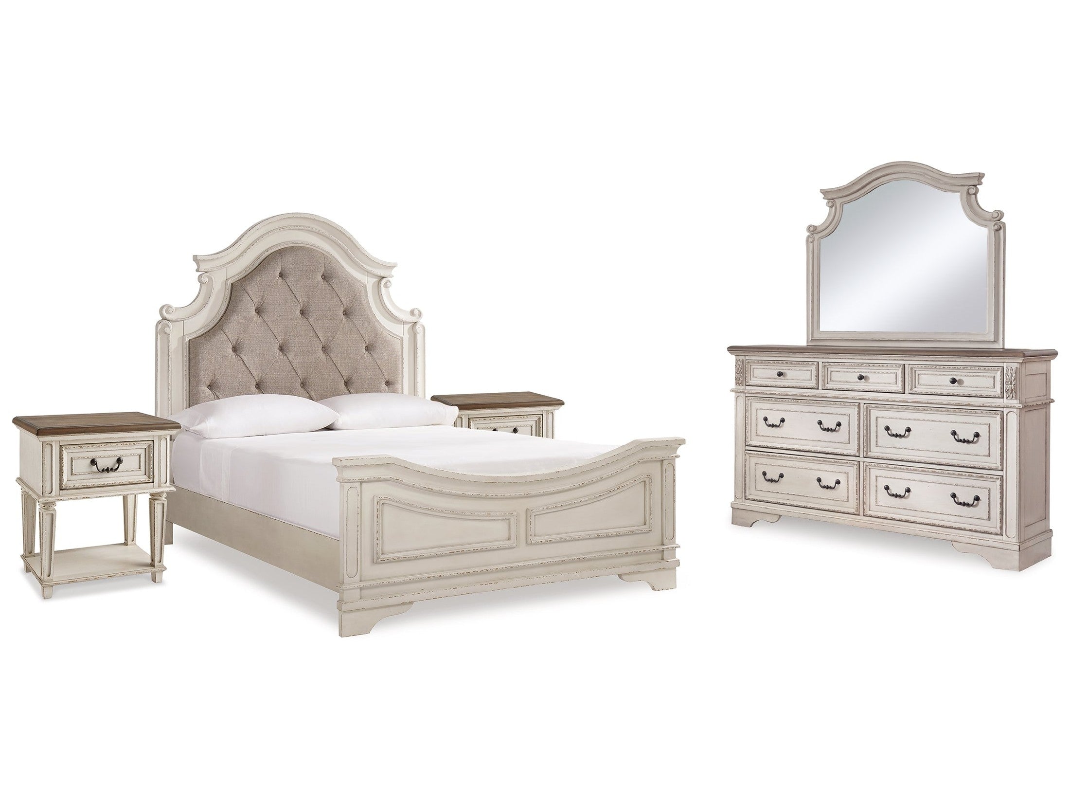 Realyn Queen Upholstered Panel Bedroom Set, Two-Tone
