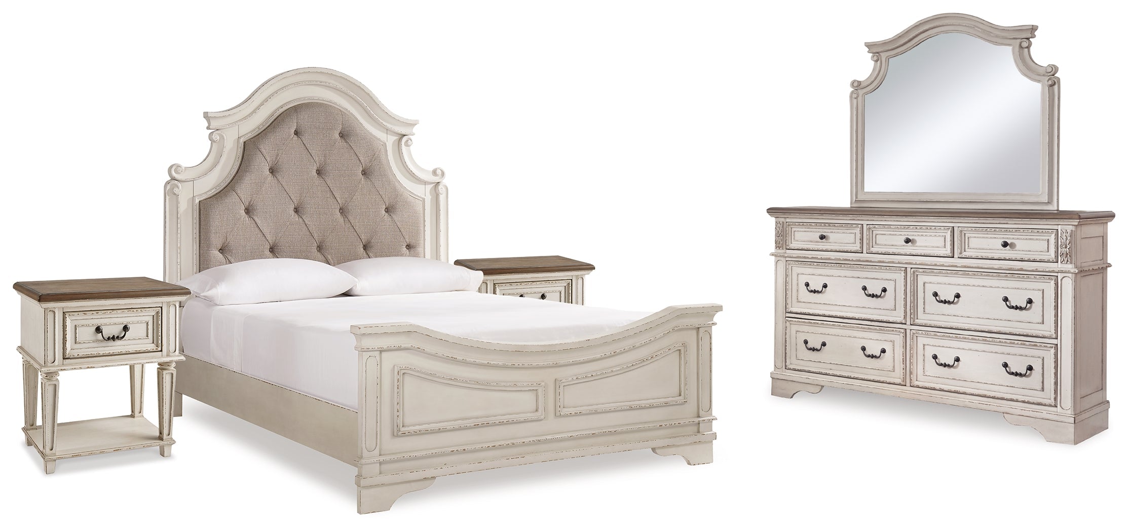 Realyn Queen Upholstered Panel Bedroom Set, Two-Tone