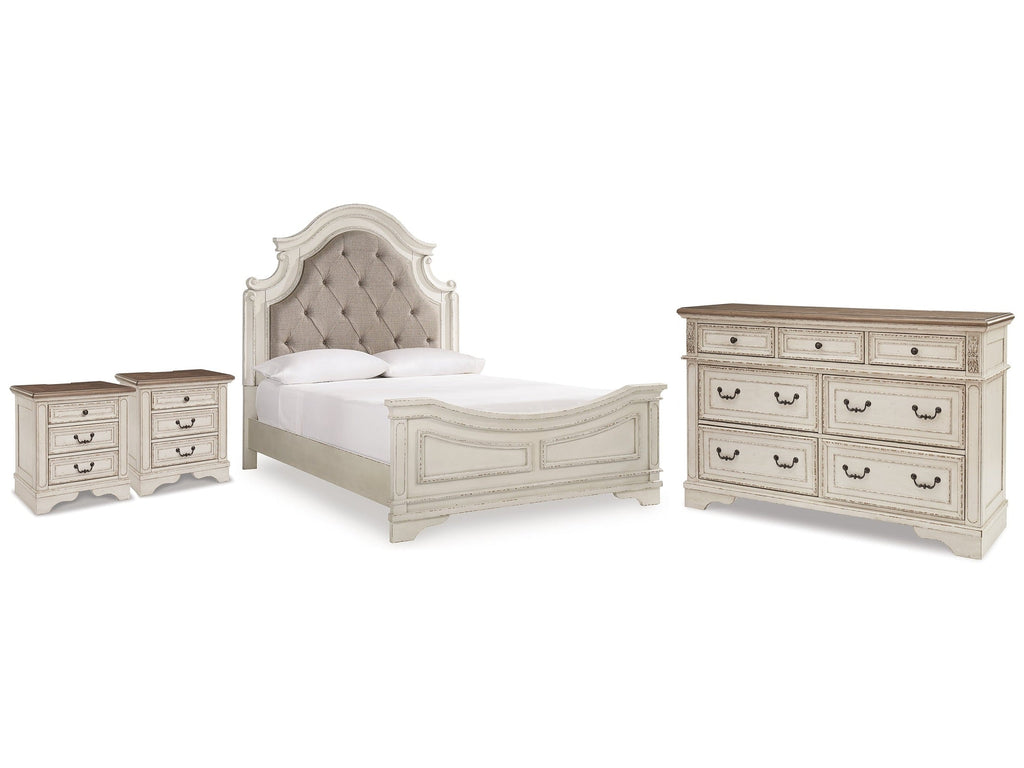 Realyn Queen Upholstered Panel Bedroom Set, Two-Tone